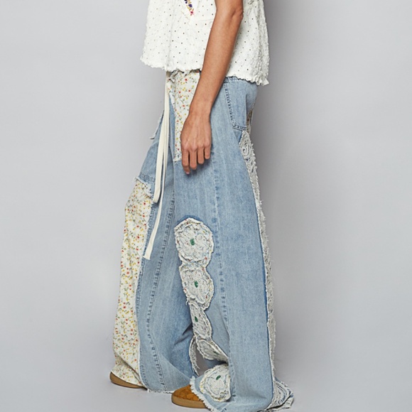 POL Blue Patchwork Flare Jeans - Picture 2 of 5